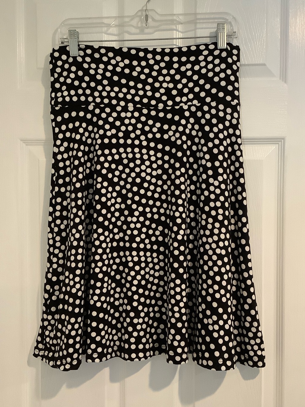 POPANA Black/White Polkadot Maximalist Retro Stretchy Flowy Swing Midi Skirt L